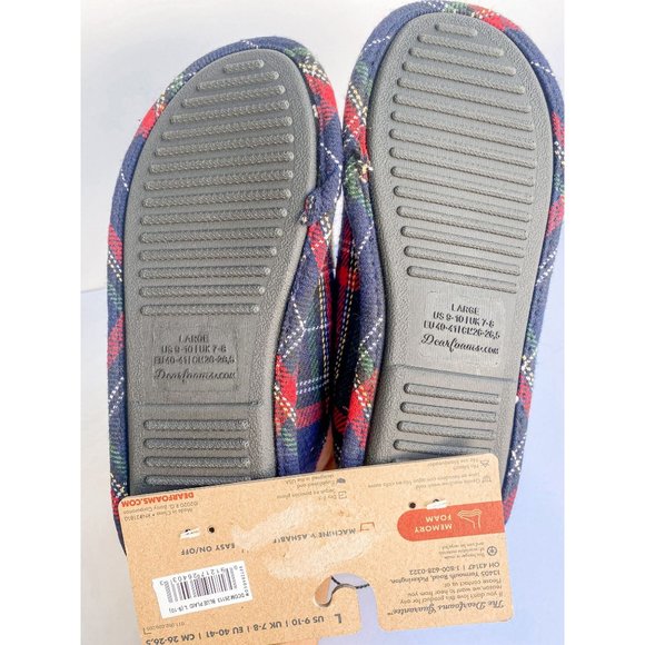 Dearfoams Women's Mama Bear Clog Slippers In Blue Plaid Size L (9-10) - Picture 6 of 6